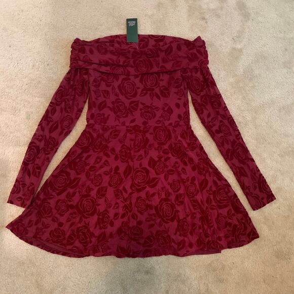 Wild Fable Off Shoulder Red Dress Mini- Rose Small NWT - Picture 2 of 6